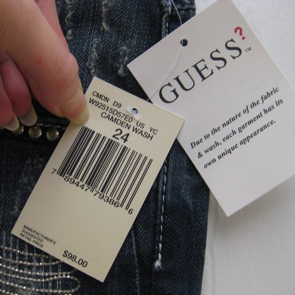 NWT Guess studded destroyed denim mini skirt 24 - Picture 5 of 5